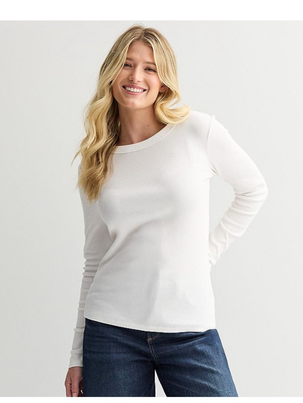 Women’s Sonoma White Long Sleeve Ribbed Crew Neck Top. Size XXL